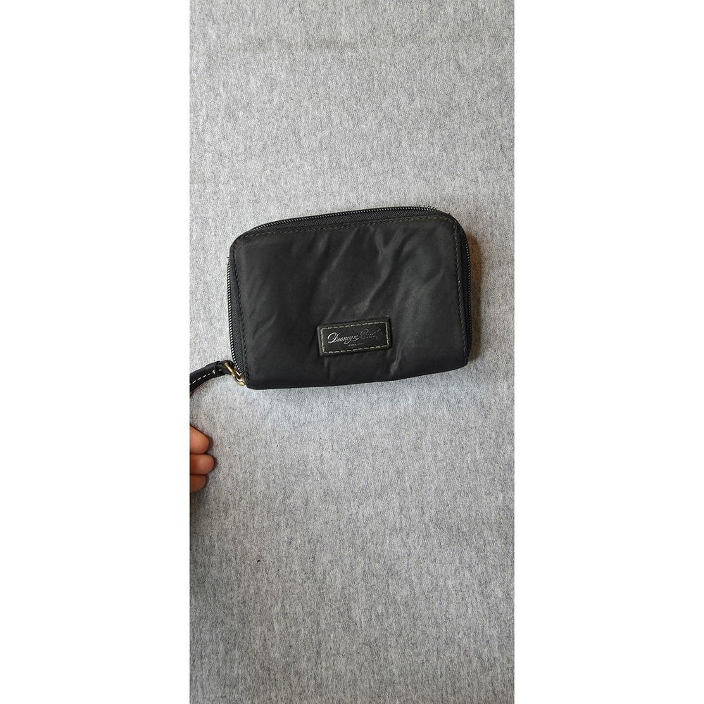 Dooney & Bourke Black Nylon Zip Around Wallet Pink Interior Duck Logo Pocketbook